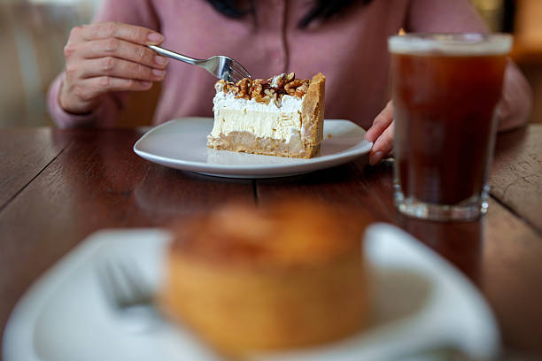 Salted Caramel Apple Cheesecake Served at Cafe Table
