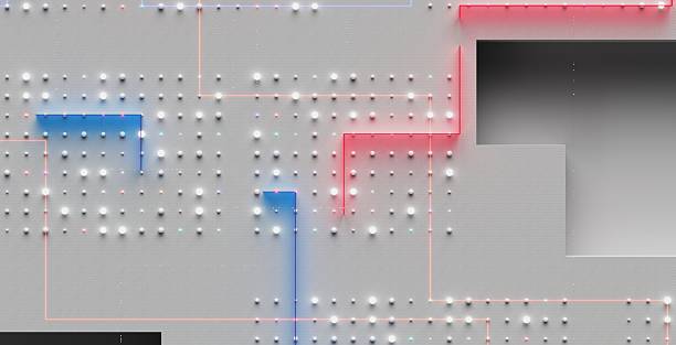 3D technological landscape representing complex data connections and structure.