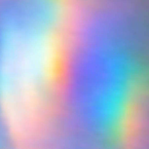 Realistic square holographic background with foil metallic iridescent effect. Colored rainbow shiny smooth neon template for sticker, flyer, ticket, label, wallpaper, banner. Vector illustration EPS10