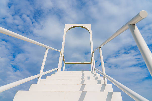 Staircases and door frames under the sky