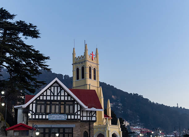 iconic christ church shimla against himalayan hills