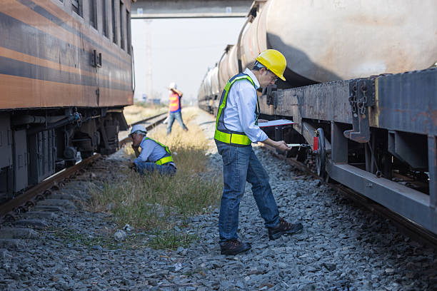 istock Engineers Inspecting Oil Tanker Train at Railway Station 2260884729