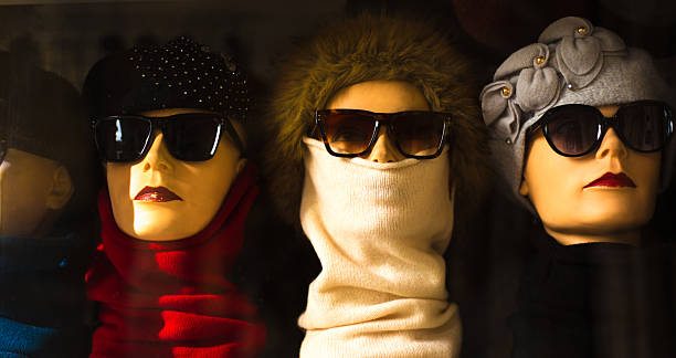 Paris, France: Retail Display Female Mannequins in Retro Hat Sunglasses