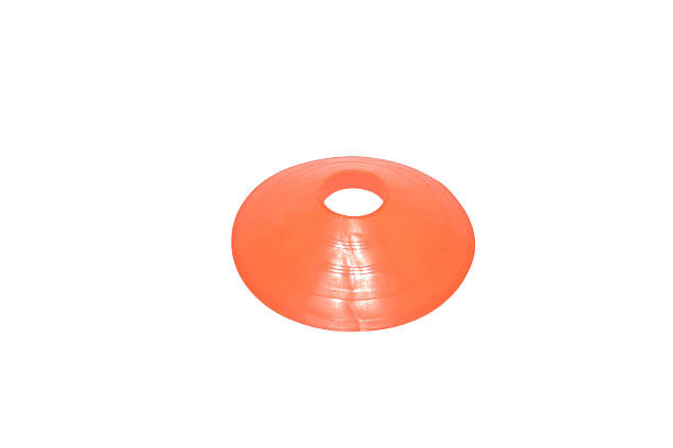 This is an orange field marking chip, intended for training and marking sports tracks.