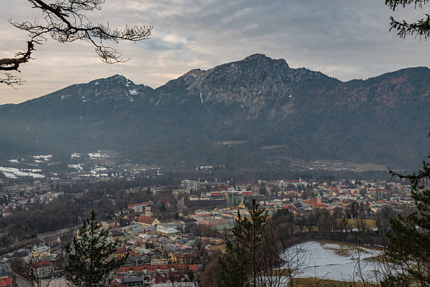 Mountains and hills in winter sunset evening in town Bad Reichenhall 02 05 2026