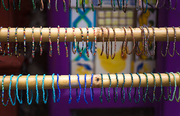 Paris, France: Colorful Bead Bracelets Hanging in Boutique Window