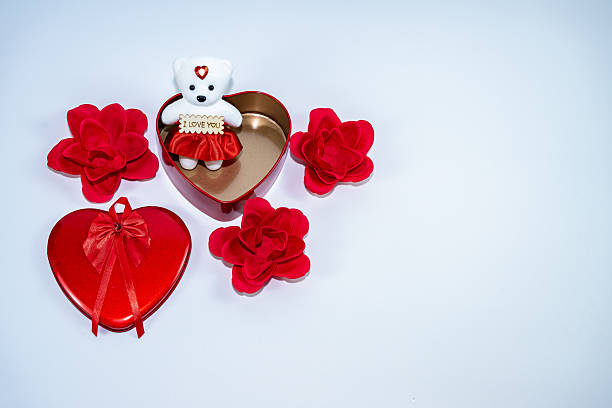 Side Profile of a Teddy Bear with a Red Background in a Photography Studio