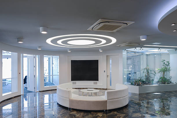 3d render of commercial building interior and reception