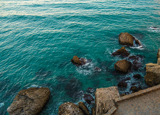 Turquoise Sea Rocks from Balcon de Europa Nerja.