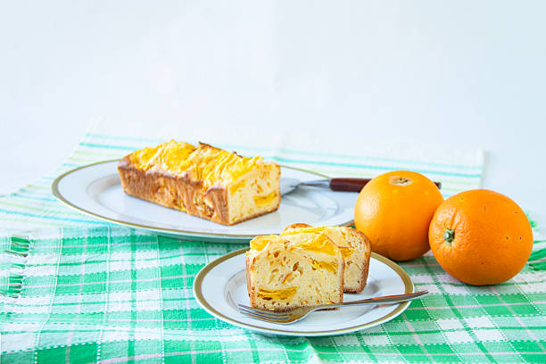 Fresh navel oranges and orange pound cake