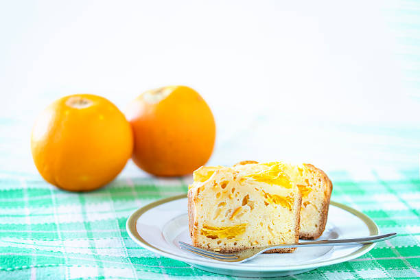Fresh navel oranges and orange pound cake