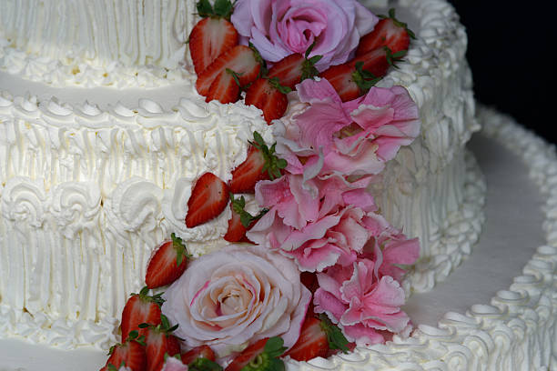 wedding cake decorated with colorful flowers