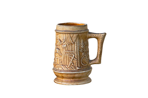 clay mug handmade isolated on white background