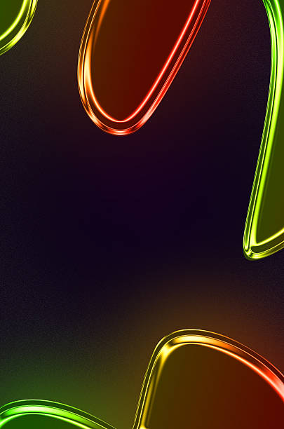 Modern digital art featuring vibrant green and orange metallic liquid elements on a dark grainy texture background for technology and science themes