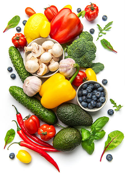Healthy eating concepts with colorful fresh whole organic ingredients
