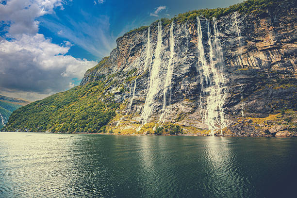 Seven Sisters Waterfall. Geiranger fjord.