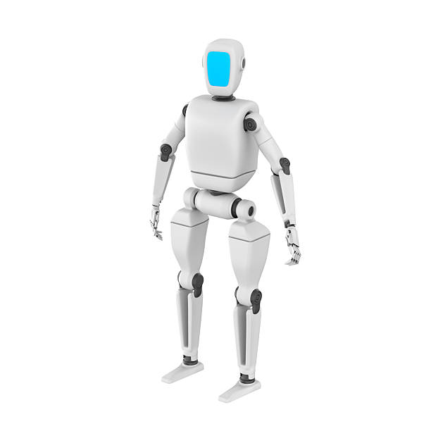3D icon illustration of a humanoid robot standing upright with a modern, sleek design and a big screen on its face. The robot features smooth metallic surfaces and articulated joints. Clean, minimal style with soft lighting and rounded shapes. Concept of artificial intelligence in robotics, future technology, automation, and innovation, 3d render.