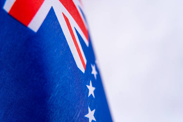Australia Flag Fabric Texture Close Up Background