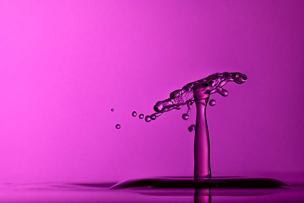 Color drops splash with umbrella or balls in fresh clean water