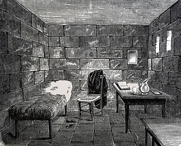 Antique illustration pre 1900 - John W. Webster - prison cell