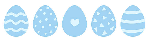 Minimal Blue Easter Egg Vector Set Collection of blue Easter eggs with minimal decorative patterns. Perfect for spring holiday designs, invitations, and web projects. PNG and Vector illustration drawing of the free easter eggs stock illustrations