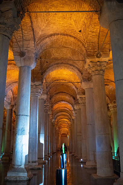 Light show at the Basilica under the city of Istanbul in Turkiye
