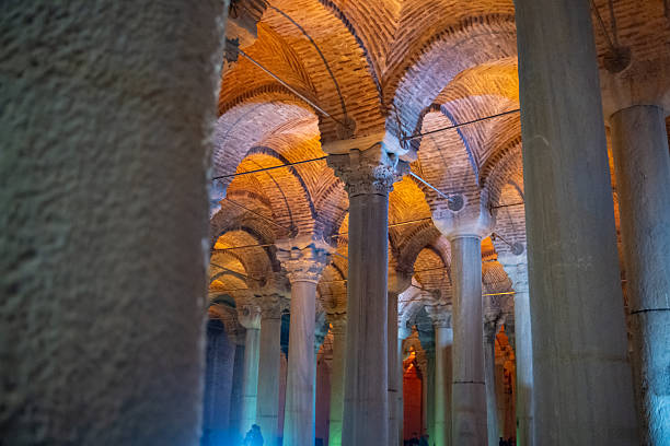 Light show at the Basilica under the city of Istanbul in Turkiye