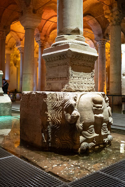 At one of the column's bases, there's a mythological creature that makes the visit quite special