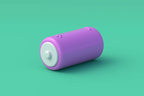 Battery on green background. Energy accumulator. 3d render
