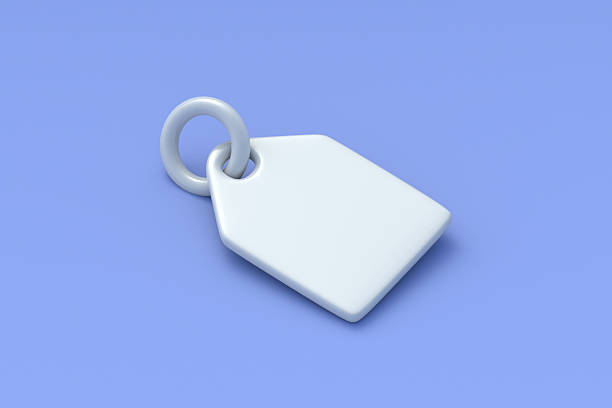 Price tag on blue background. Blank sale label. 3d render