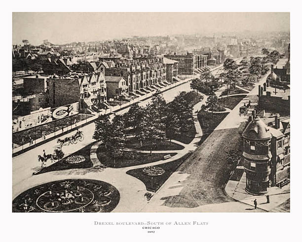 Historical Photograph of Chicago, Illinois Published in 1892. Source: Original edition from my own archives. Copyright has expired on this artwork. Digitally restored.