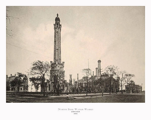 Historical Photograph of Chicago, Illinois Published in 1892. Source: Original edition from my own archives. Copyright has expired on this artwork. Digitally restored.