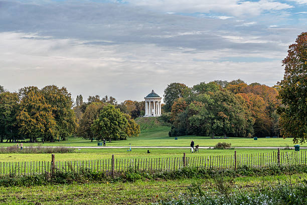 Monopteros - Greek style temple in Englischer Garten. Munich in Germany