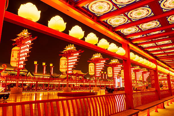 Night view of Linhai Ancient Town, Linhai City, Zhejiang Province, China