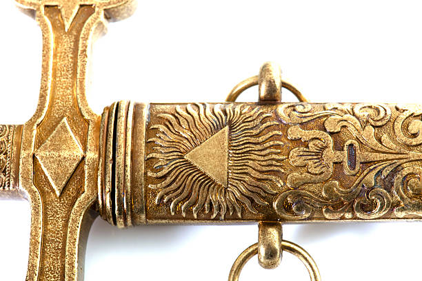 symbols of Freemasonry in front of white background