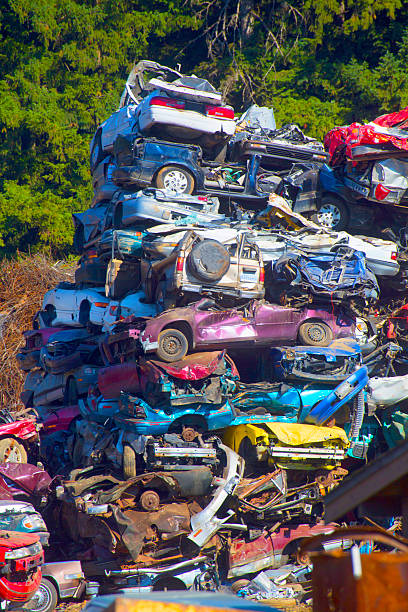 Canada Vancouver island  old crushed car recycling pile