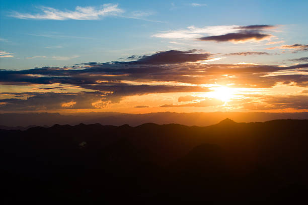 The sunset in the mountains