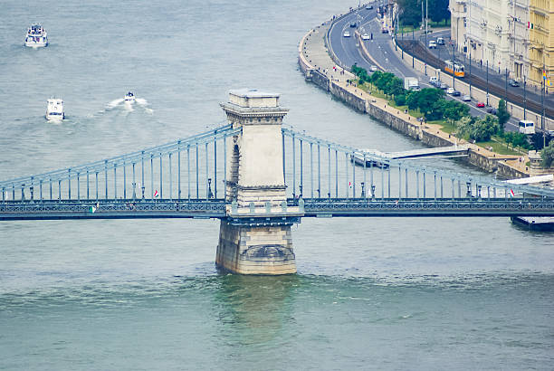 The famous bridge over the Danube River in Budapest Hungary Europe