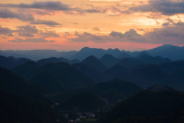 The sunset in the mountains