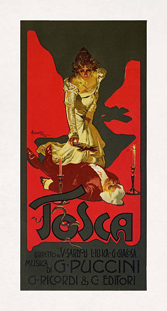 Color lithographic poster by Adolfo Hohenstein to promote Tosca, an opera in three acts by Giacomo Puccini to an Italian libretto by Luigi Illica and Giuseppe Giacosa.