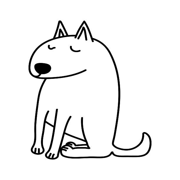 Sitting funny dog in doodle style. Doodle vector illustration. Isolated on a white background.