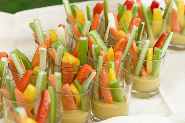 cocktail of colorful vegetables cut into strips