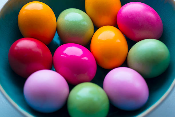 Vibrant assortment of colorful easter eggs