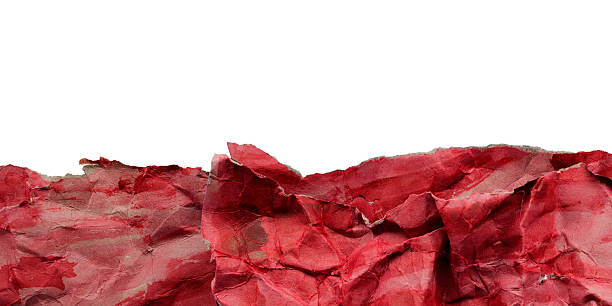 Torn paper border frame isolated.Red ripped paper collage frame
