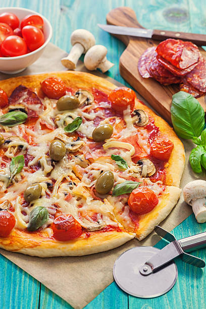 Fresh homemade pizza with Ingredients
