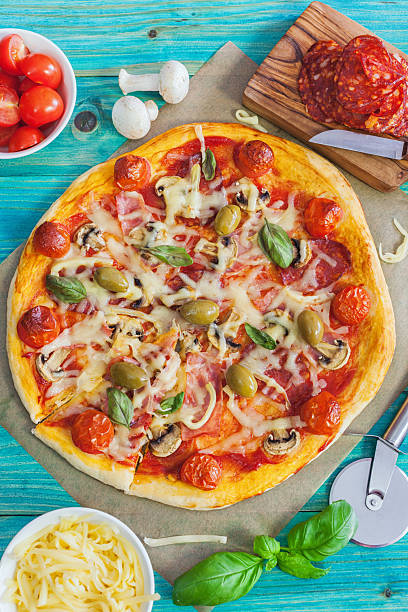 Fresh homemade pizza with Ingredients