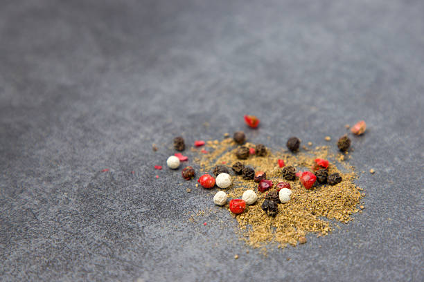 Spice Mix Food Explosion with chili, various peppercorns, sea salt, rosemary and bay leafs