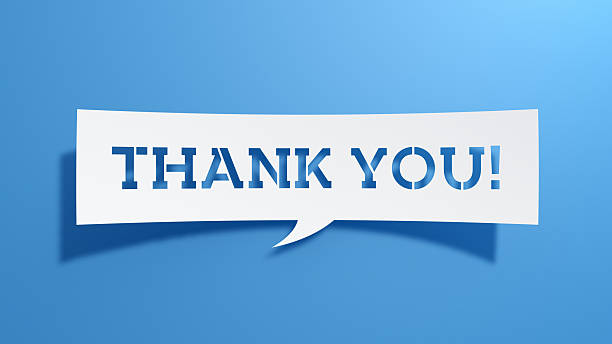 istock 3D Paper Cut Thank You Message on Blue Background 2261320619