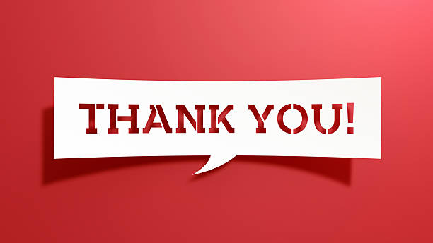 istock 3D Paper Cut Thank You Message on a smooth red background. 2261320797