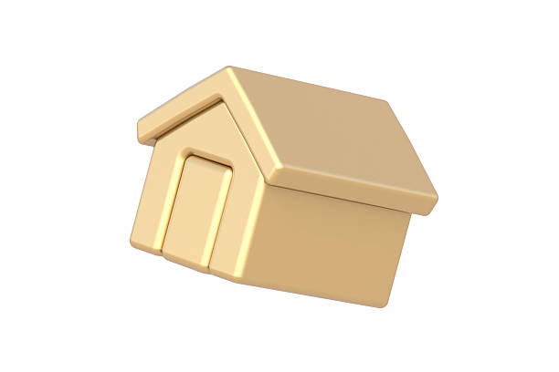 Golden house isolated on white background. 3d render